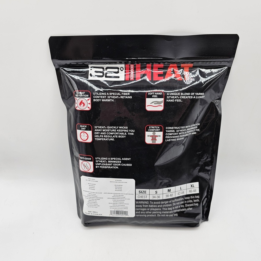 32 Degrees Heat Shirt Mens Small Black Thermal Long Sleeve Crew Neck 2 Pack - Picture 2 of 4